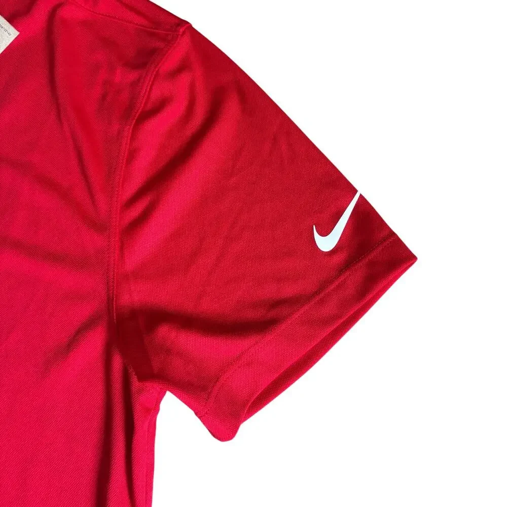 NWT Nike Dri-Fit Golf Polo Short Sleeve Performance Shirt Red White Swoosh MED